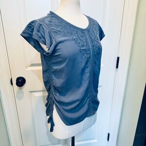 Bohemian Tasseled Embroidered Blue Women's Top